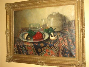 STILL LIFE OIL ON CANVAS SIGNED BEREND WOLTER WEYERS DUTCH LISTED ARTIST