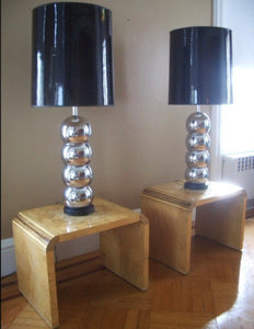 Mid Century Pair of Stacked Ball Lamps