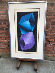 Victor Vasarely Op Art Twisted Cubes Serigraph Signed & Numbered ~Denise Rene Edition~