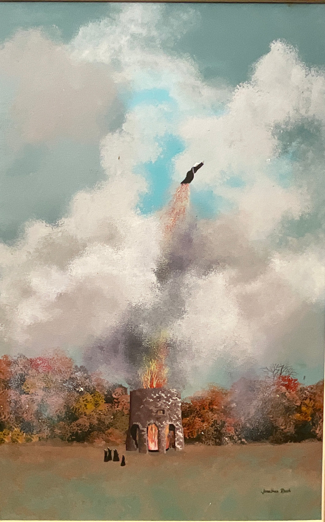 1989’s Mixed Media Painting by Jonathan Routh of Newport Tower Old Sto ...