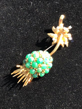 Load image into Gallery viewer, 18kt. Gold Figural Scottish Thistle &amp; Jade Pin Brooch by Cellino of Italy
