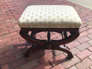 Antique Ottoman Footstool Adjustable with Pineapple Fabric