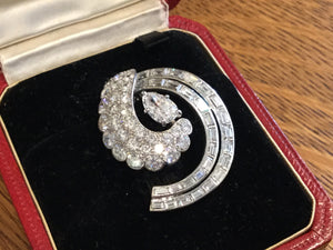 Antique Art Deco Period Cartier Diamonds & Platinum Pin Brooch