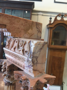 Pair of Antique World Tour Roman Architectural Sculptures in Sienna marble and Alabaster
