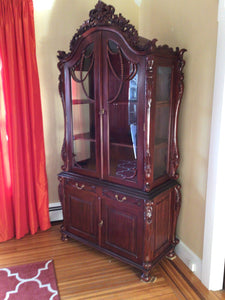 Carved China Hutch Display Cabinet