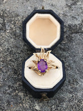 Load image into Gallery viewer, 10k Yellow Gold &amp; Amethyst in Flames Ladies Ring
