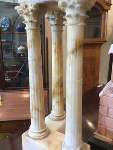 Pair of Antique World Tour Roman Architectural Sculptures in Sienna marble and Alabaster