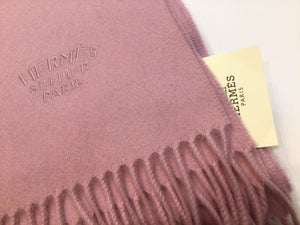 Hermes Cashmere Stole From Scotland Rose Bruyere ~70cm x 175cm~ in Box