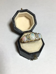 Antique Opal & Diamonds 18ct Yellow Gold Ring in Box ~Size 9.5~