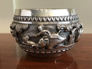 Antique Indian Lucknow Silver Hunting Bowl Circa 1890’s