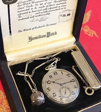 Load image into Gallery viewer, Antique 14k Gold Hamilton Pocket watch w/ Masonic Orb &amp; Pocket Knife

